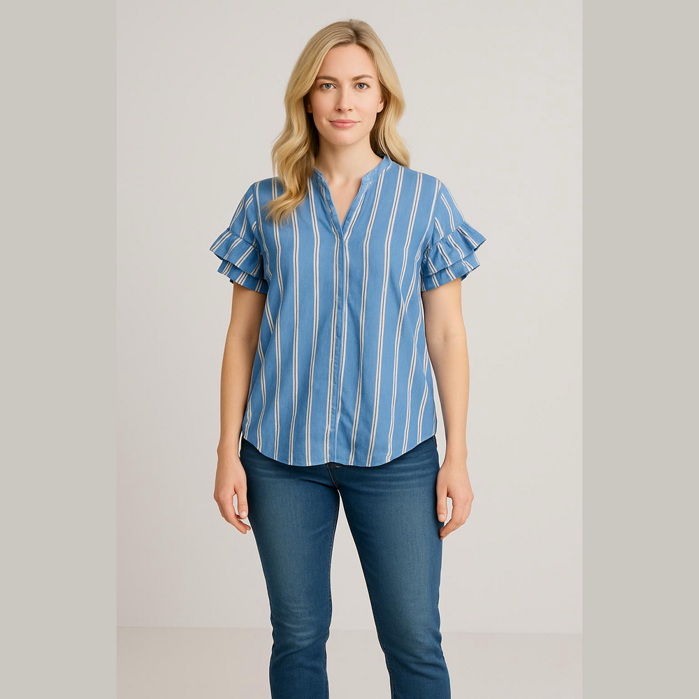 🎁Lane Bryant Kids Blue and White Striped Blouse